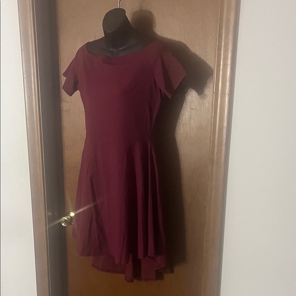 Sarin Mathews Burgundy Fit & Flare Dress Women’s Size Large - Picture 1 of 7